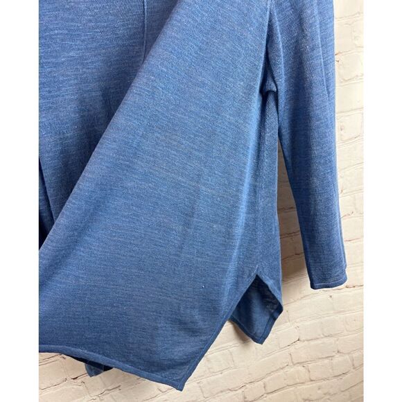 SOFT SURROUNDINGS blue linen blend knit swing sweater pullover size M Petite - Picture 6 of 9